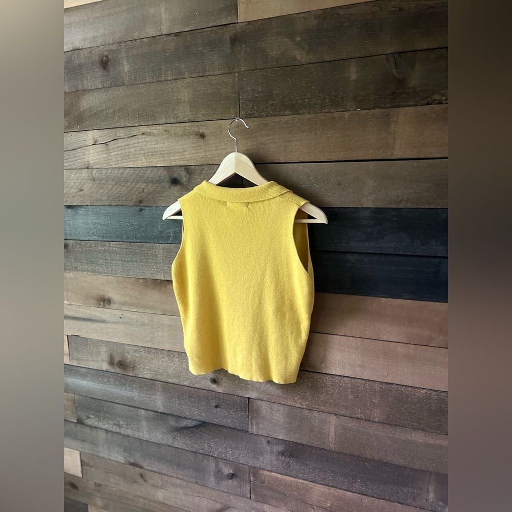 Vintage 90s Maurices Yellow Knit Sweater Vest – Collared Button Top – Size M - Picture 7 of 8